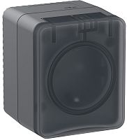 Розетка с заземлением накладная Systeme Electric AtlasDesign Profi54 1-м. крышка IP54 антрацит картинка